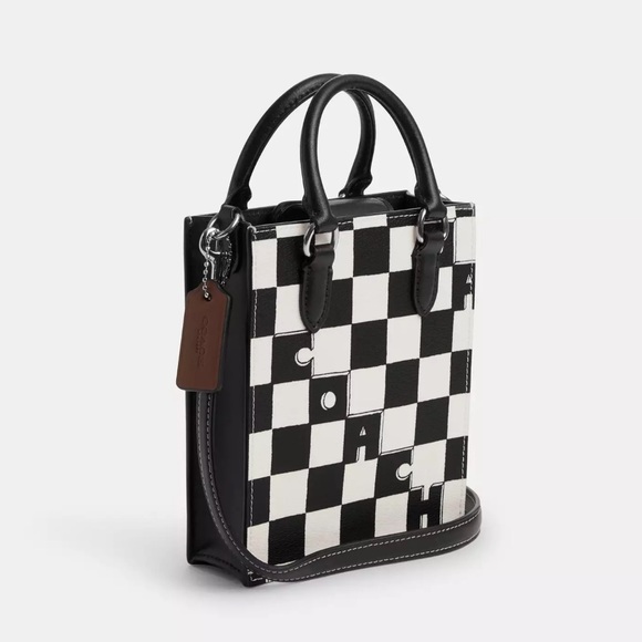 NWT COACH Bundle North South Mini Tote/Slim Id Card Case With Checkerboard Print - Picture 2 of 10